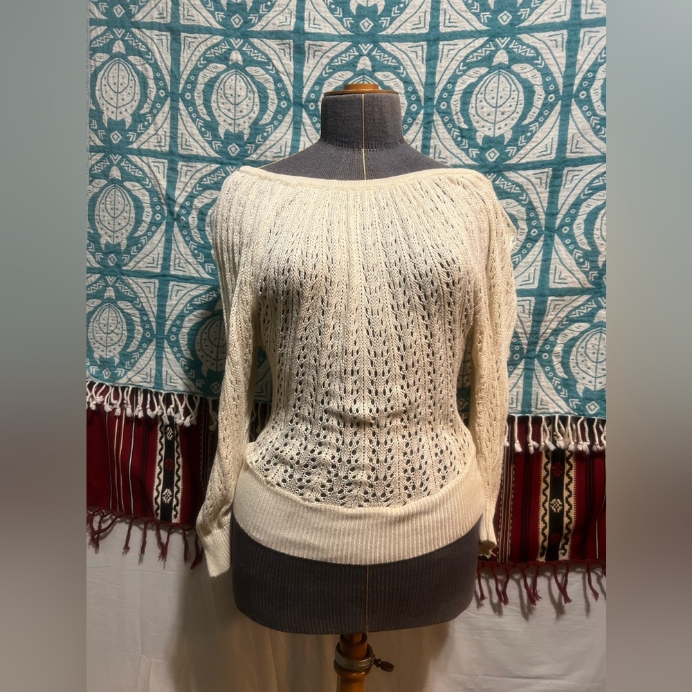 Cream off the shoulder knit sweater